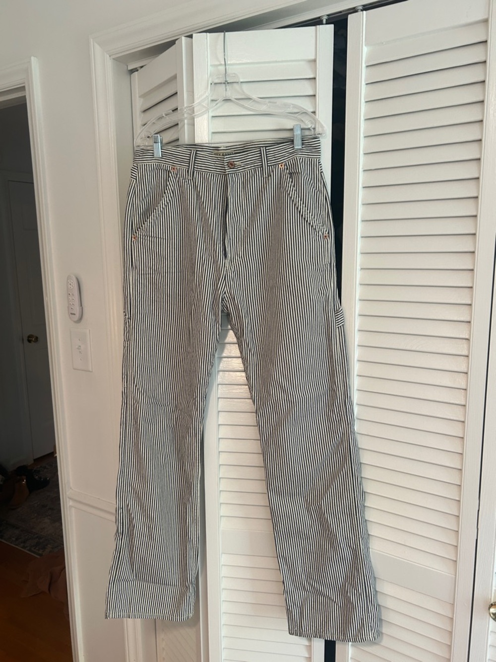 Striped Carpenter Pants in Black and White